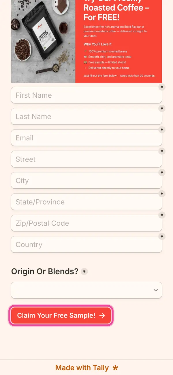 Free Hormozi Coffee: Claim Your Premium Roasted Cup Now: the form, step 3