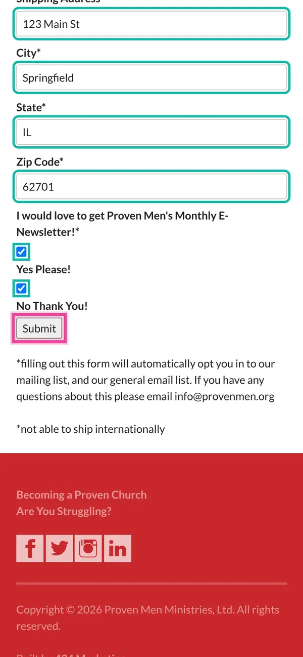 Show It Off: FREE Proven Men Sticker: the form, step 3