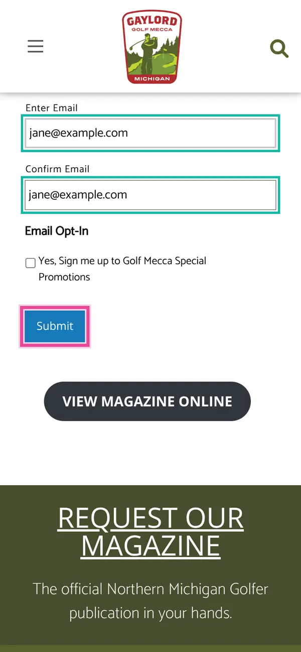 Plan Your Golf Season with the FREE 2026 Northern Michigan Golfer Magazine: the form, step 8