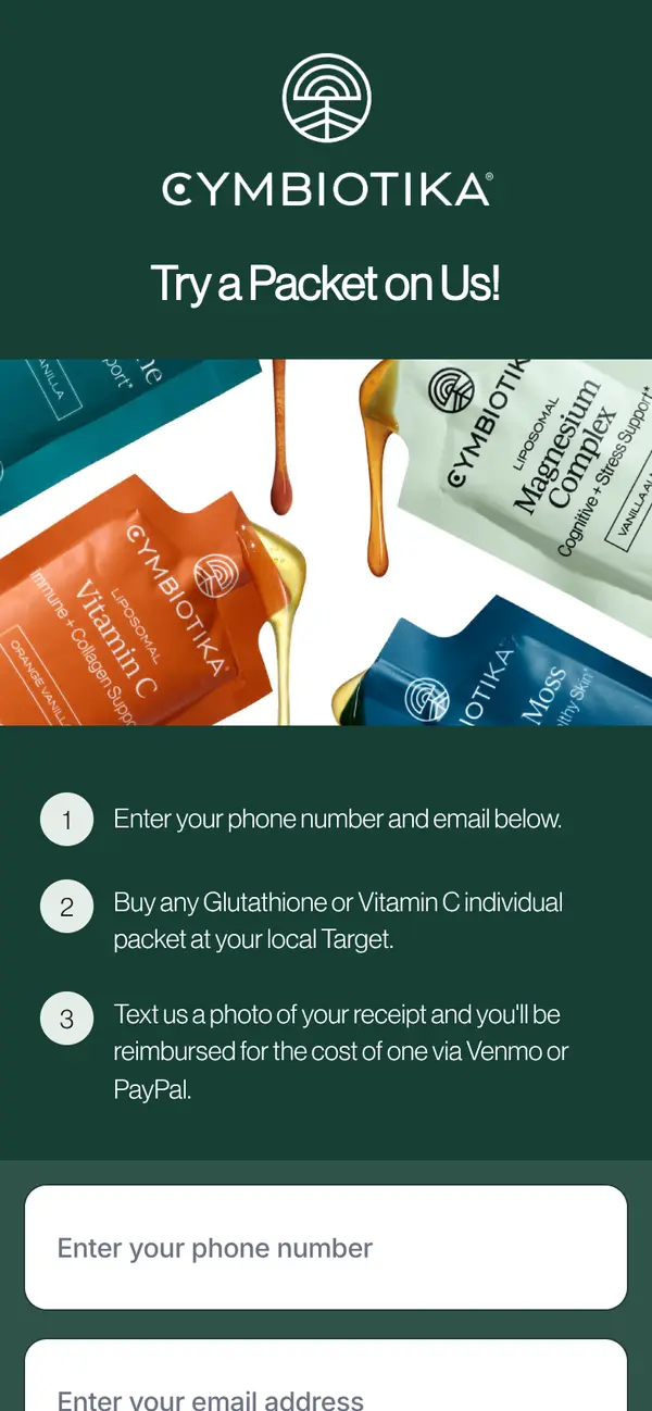 Cymbiotika Liquid Supplement: the form, step 2
