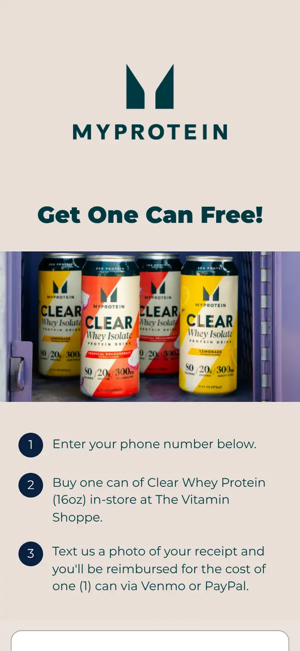 Fuel Your Day! FREE Clear Whey Protein Drink: the form, step 3