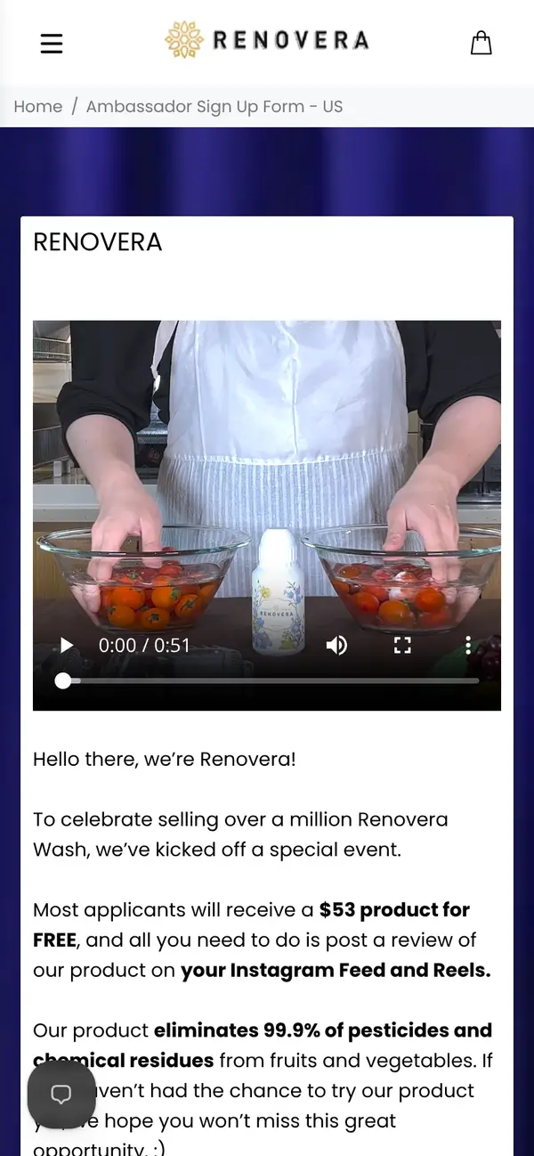Eat Safer Produce with FREE Renovera Fruit & Veg Wash : the form, step 4