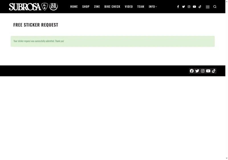 Subrosa Stickers: the page after signing up