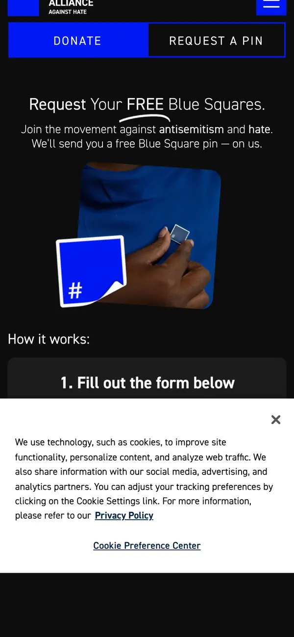 Claim Your FREE Blue Square Pin Before It’s Gone!: the form, step 4