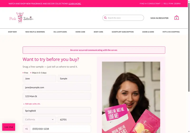 Smell the Savings: FREE Pink Zebra Wax Melts: the page after signing up