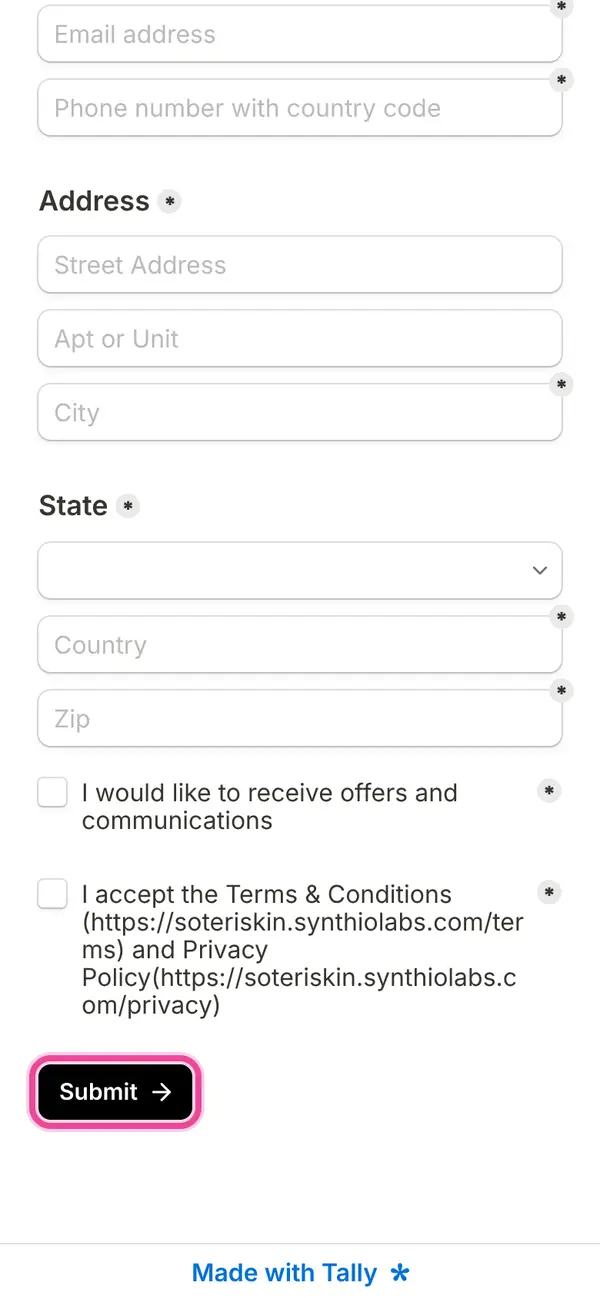 Claim Your FREE Soteri Skin Eczema Relief Kit with Free Shipping: the form, step 5
