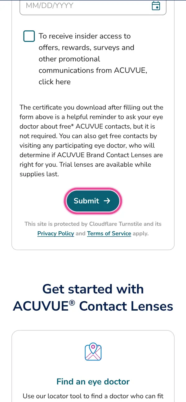 Seeing Clearly Without the Cost: A Guide to Free Contact Lenses: the form, step 3