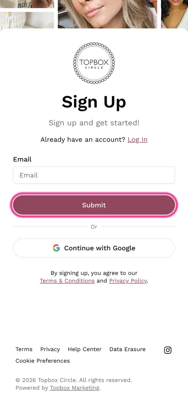 Beauty Product Samples With Topbox Circle: the form, step 3