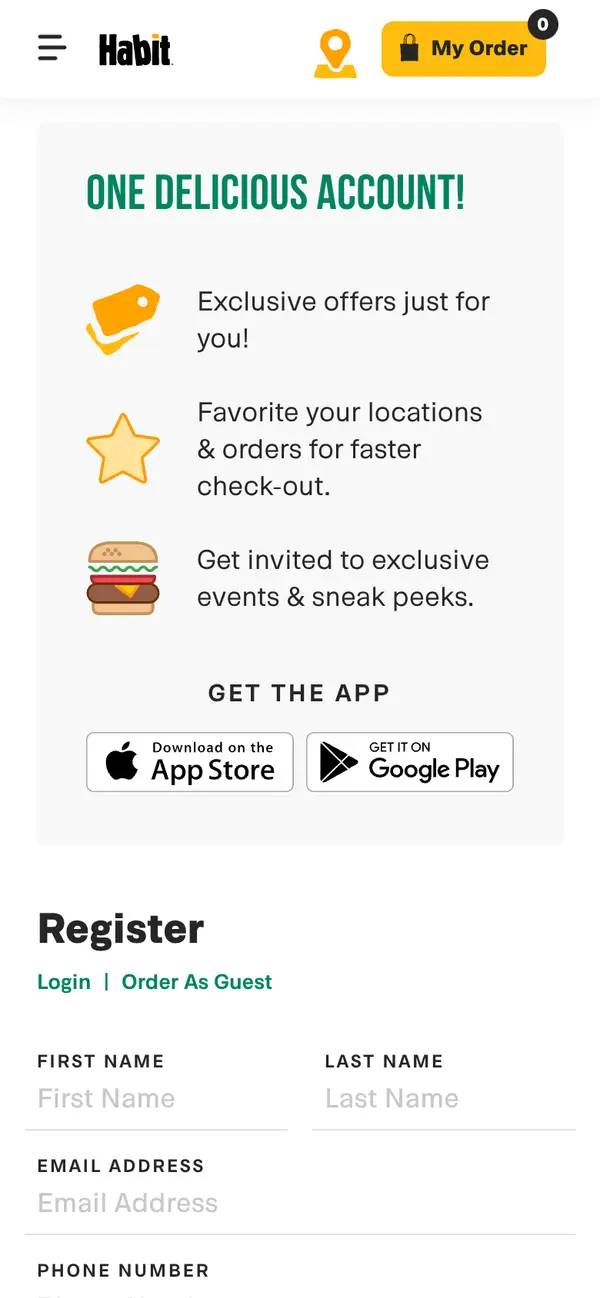 Charburger at The Habit Burger Grill for Your Birthday: the form, step 3
