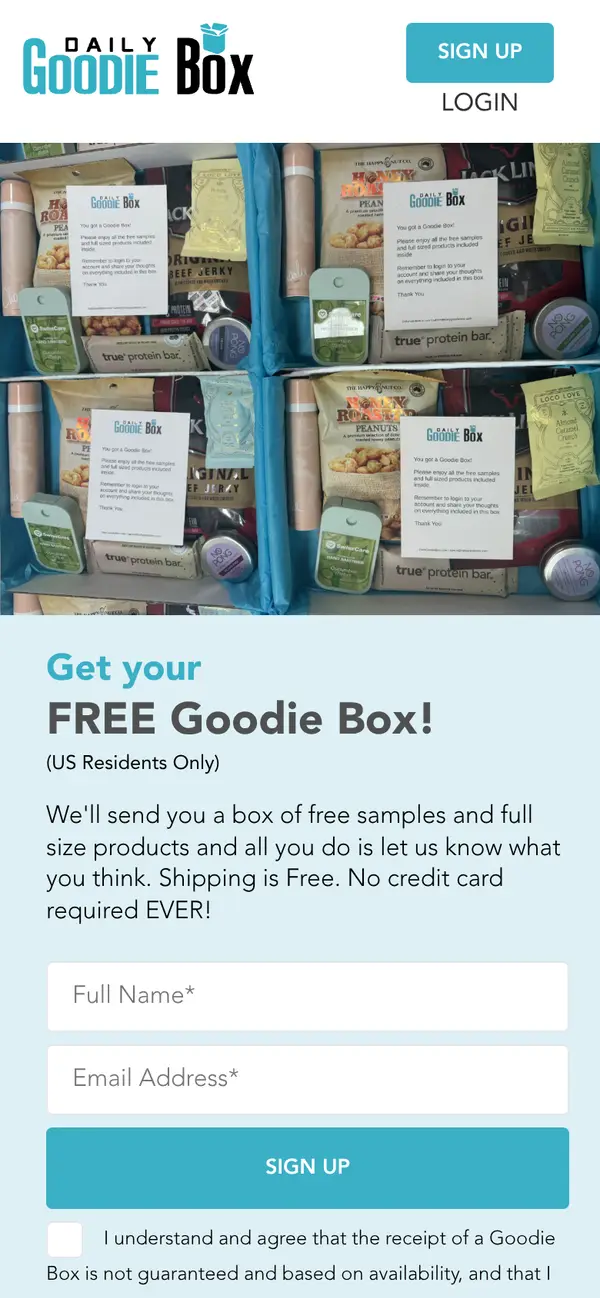 Daily Goodie Box Member Sample Box: the form, step 1
