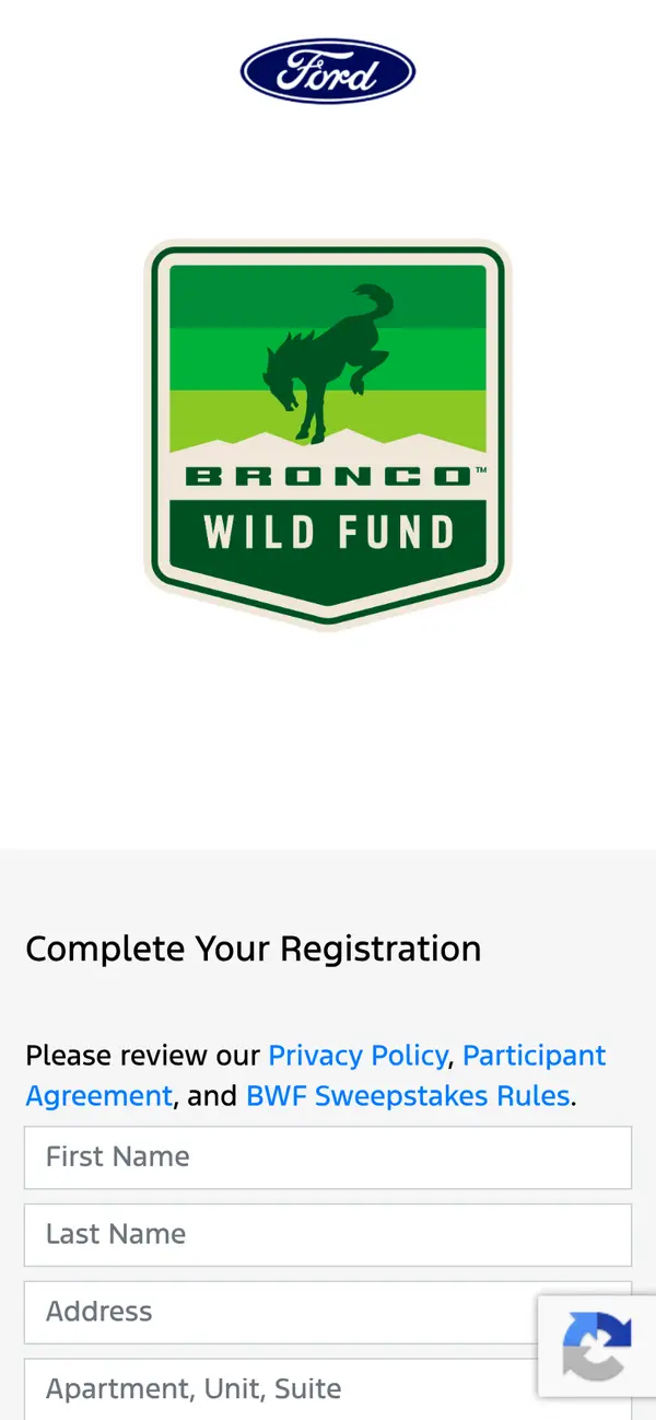 Enter to Win a FREE Ford Bronco in the Sweepstakes: the form, step 6