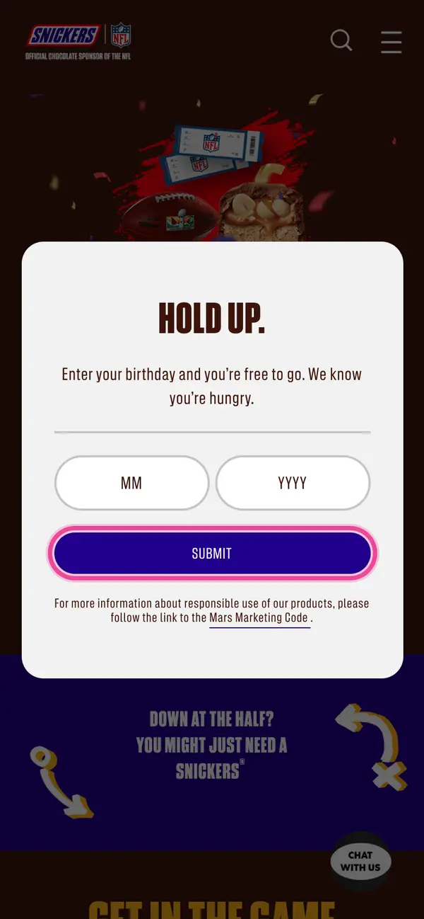 Enter to WIN a FREE Trip to Super Bowl LXI from Snickers: the form, step 6