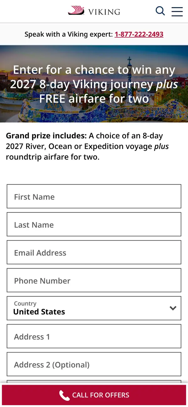 Win an 8-Day Viking Cruise Plus Airfare: the form, step 4