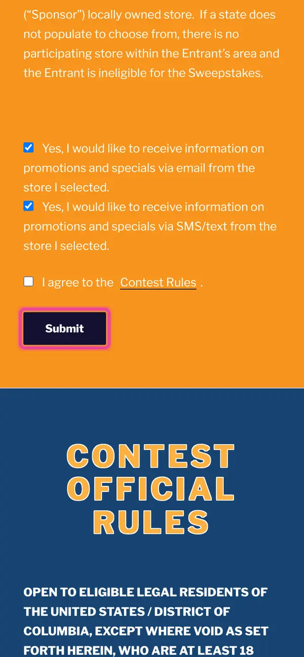 Win $3,500 Travel Credit from AWG Stores: the form, step 6