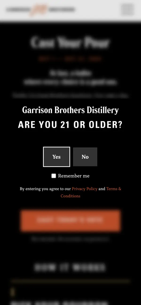 Win 1 of 250 FREE Garrison Brothers Distillery Tours for Two: the form, step 4