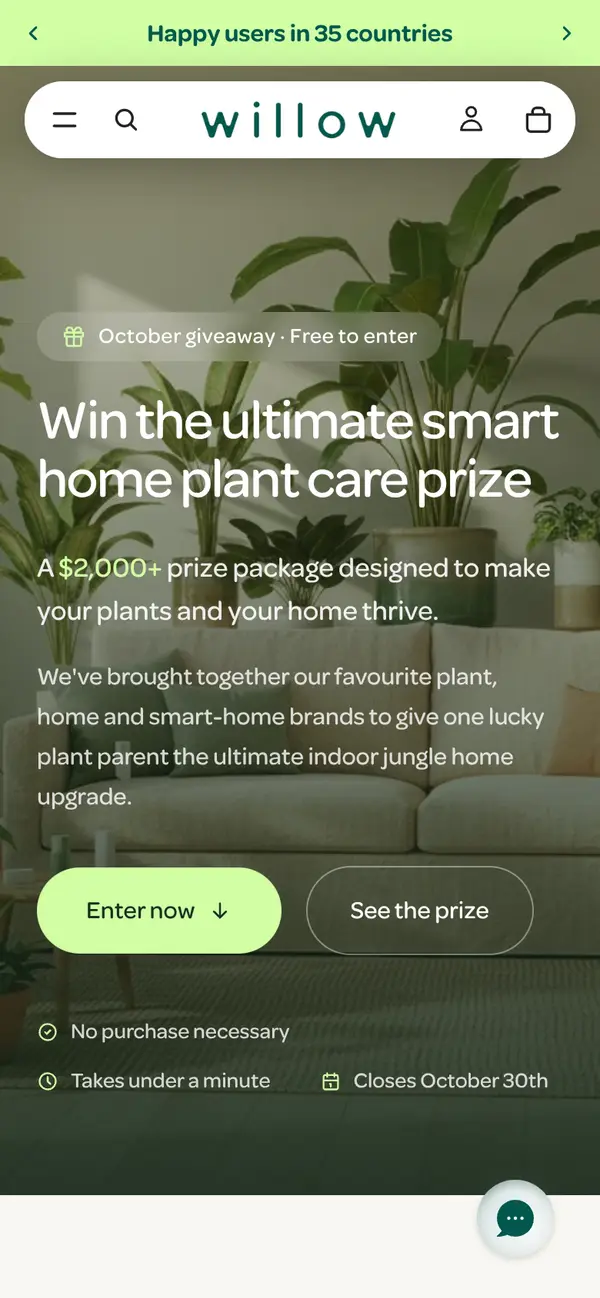 Win Willow Smart Home Plant Care Package: the form, step 3