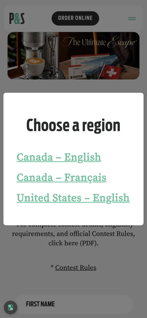 Win a FREE $8,000 Switzerland Trip or Nespresso Machine: the form, step 6