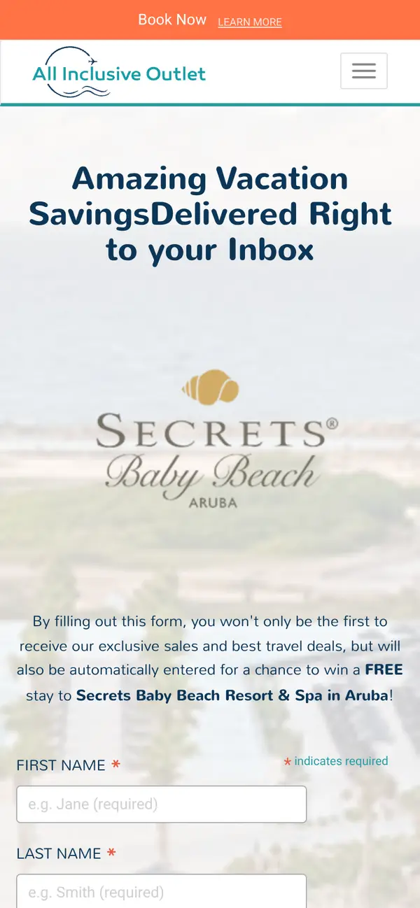 Win 3-Night Stay at Secrets Baby Beach Aruba: the form, step 4