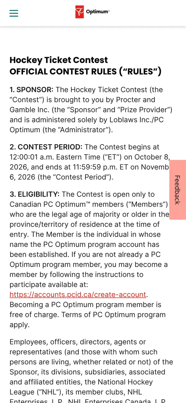 Enter to Win a FREE Pair of NHL Tickets for the 2026-2027 Season: the form, step 3