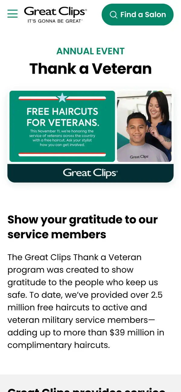 Get a FREE Haircut at Great Clips on Veterans Day: the form, step 1