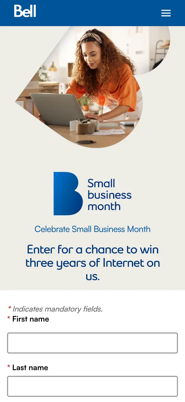 Enter to Win 3 Years of FREE Bell Business Internet: the form, step 5