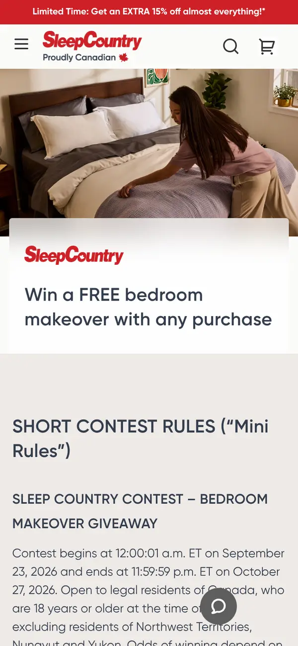 Enter to WIN a FREE $9,999.99 Sleep Country Bedroom Makeover: the form, step 1