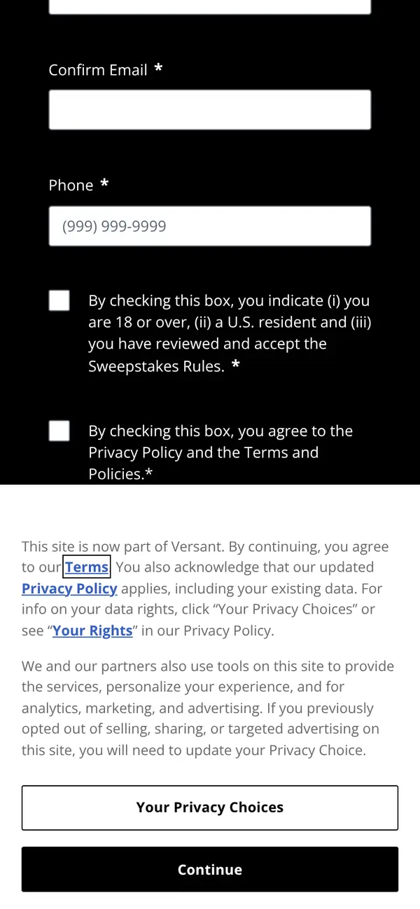 Win a FREE Los Angeles Trip for 4 with Fandango: the form, step 6