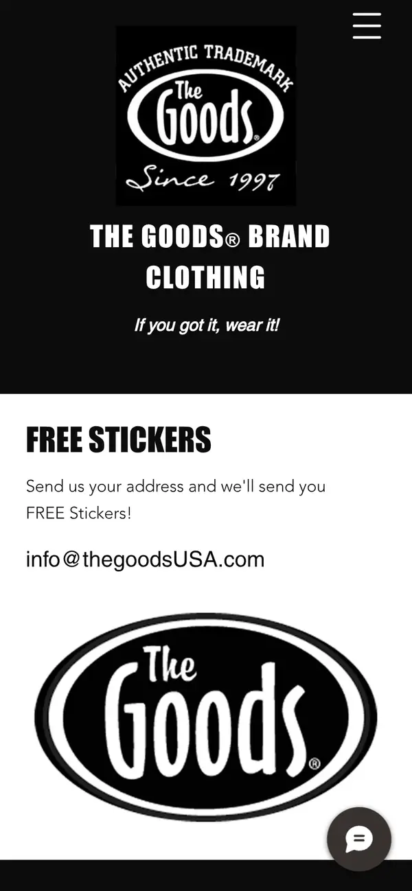 Get FREE The Goods Brand Stickers Mailed to Your Door: the form, step 1