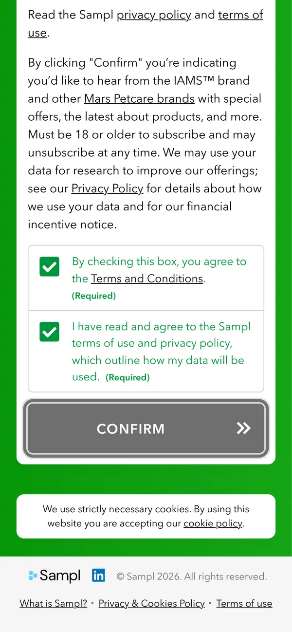 IAMS Proactive Health Wet Pouch Dog Food Sample: the form, step 5