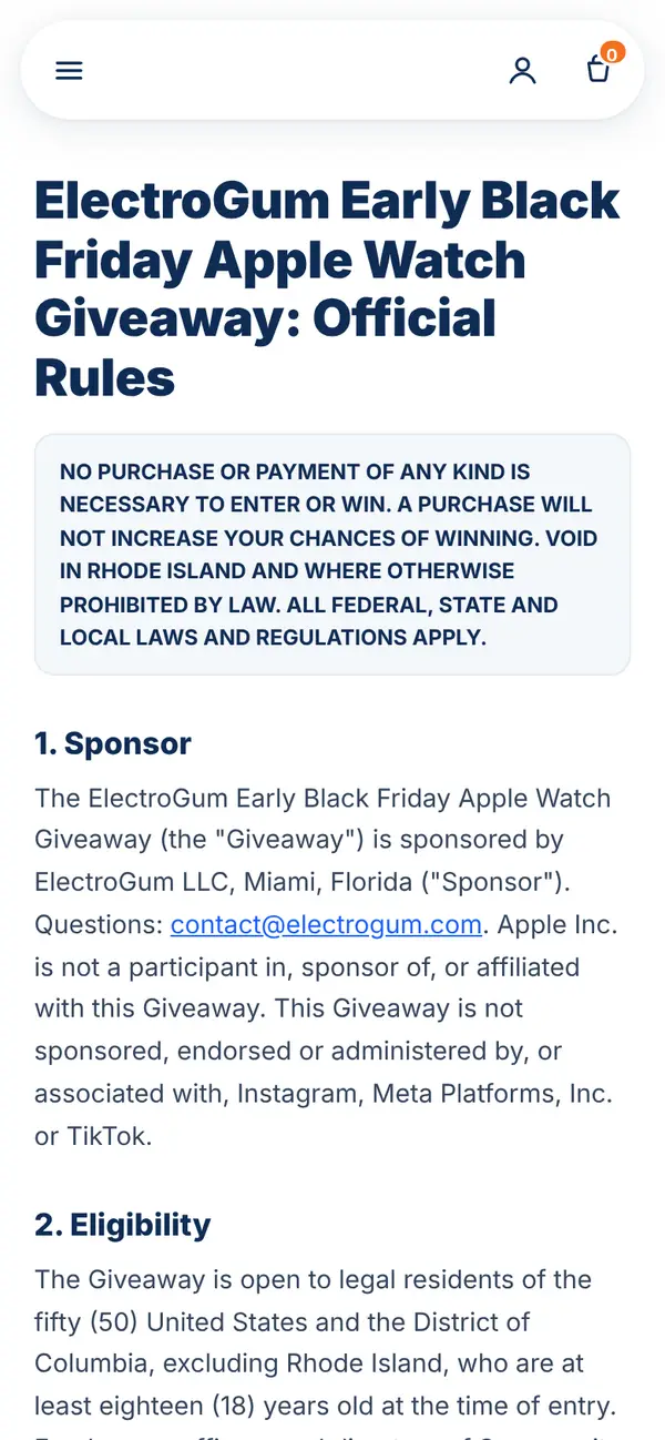 Enter to Win 1 of 10 FREE Apple Watches from ElectroGum: the form, step 1