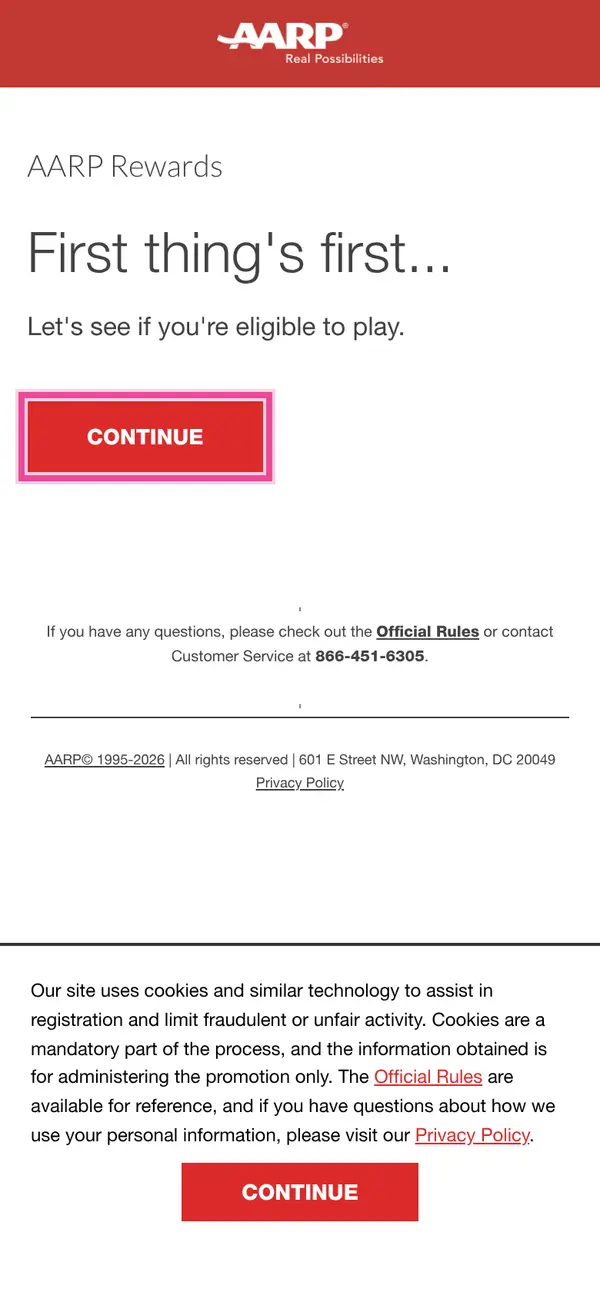 Win a FREE $10 Papa John's Gift Card from AARP: the form, step 2