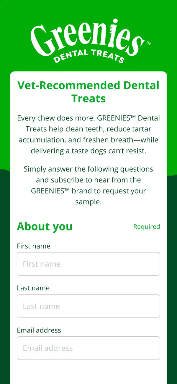 Greenies Dental Dog Treat Sample: the form, step 3