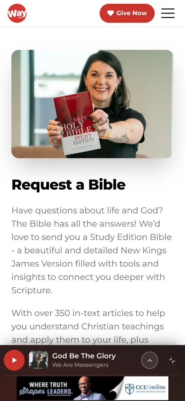 Claim a FREE HelpFinder Bible from WayFM: the form, step 7