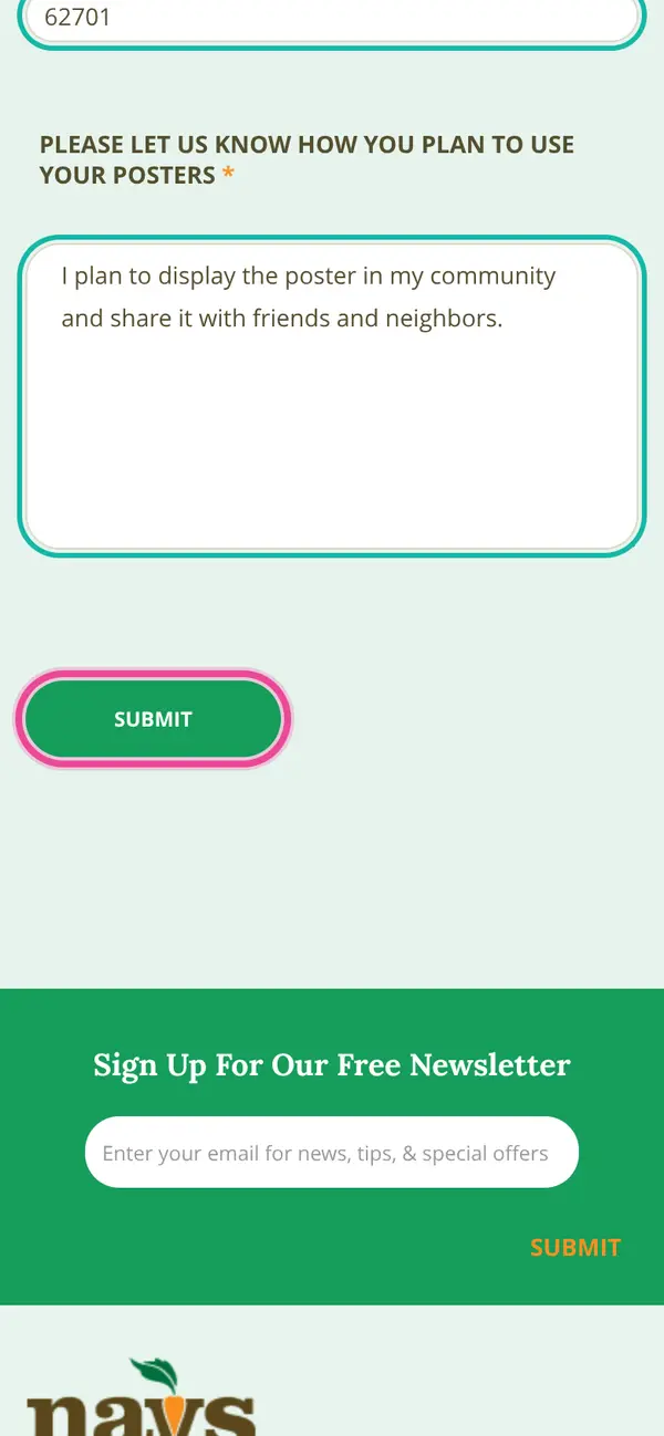 Claim a FREE World Vegetarian Day Poster for Your Community: the form, step 6