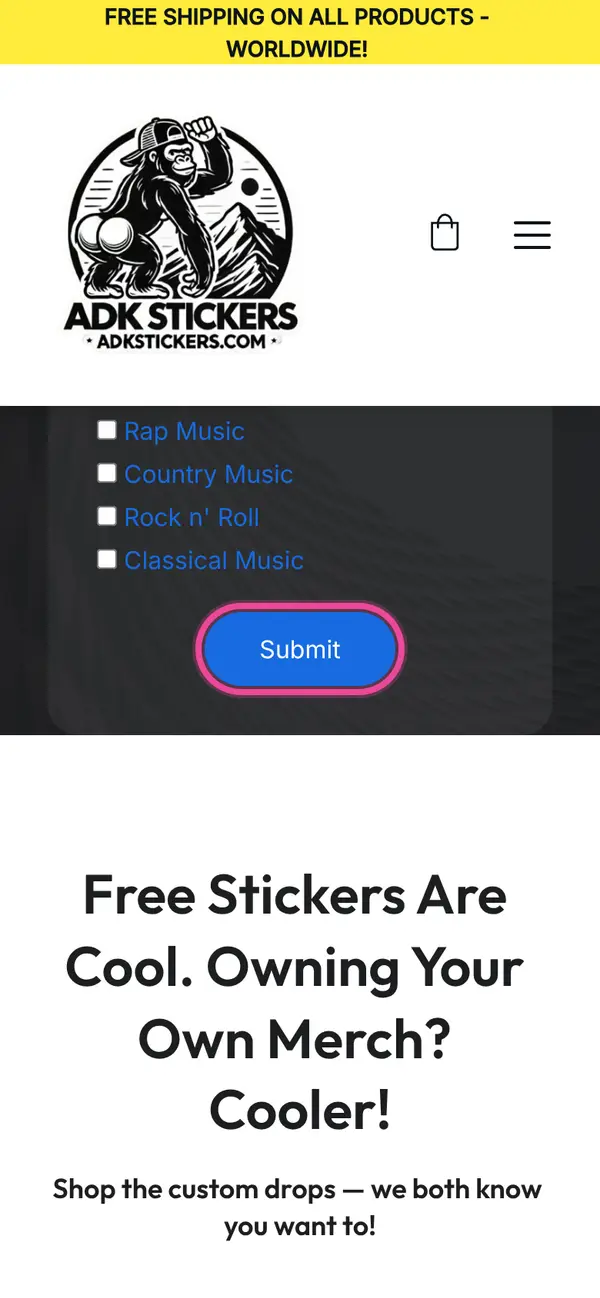 Order Your FREE Sticker Pack Today, Free Shipping Included: the form, step 4
