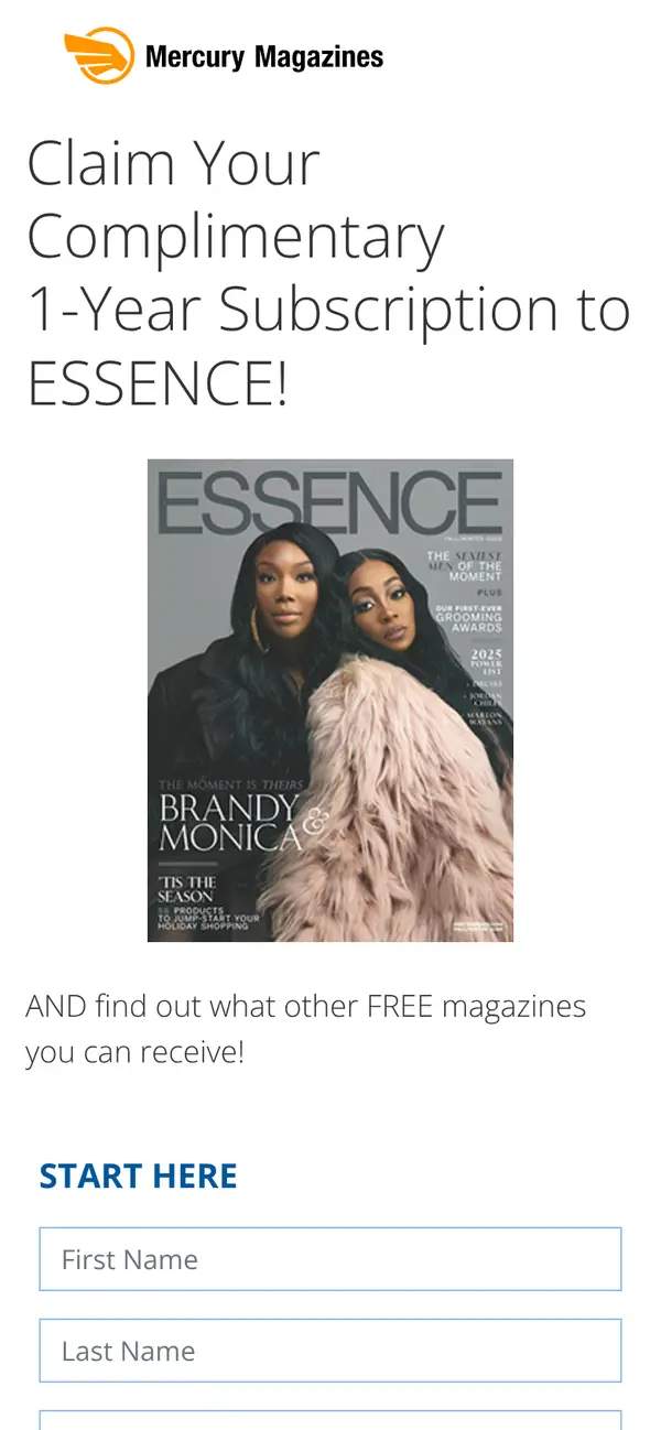 Celebrate Black Excellence: Enjoy ESSENCE FREE for a Year!: the form, step 3