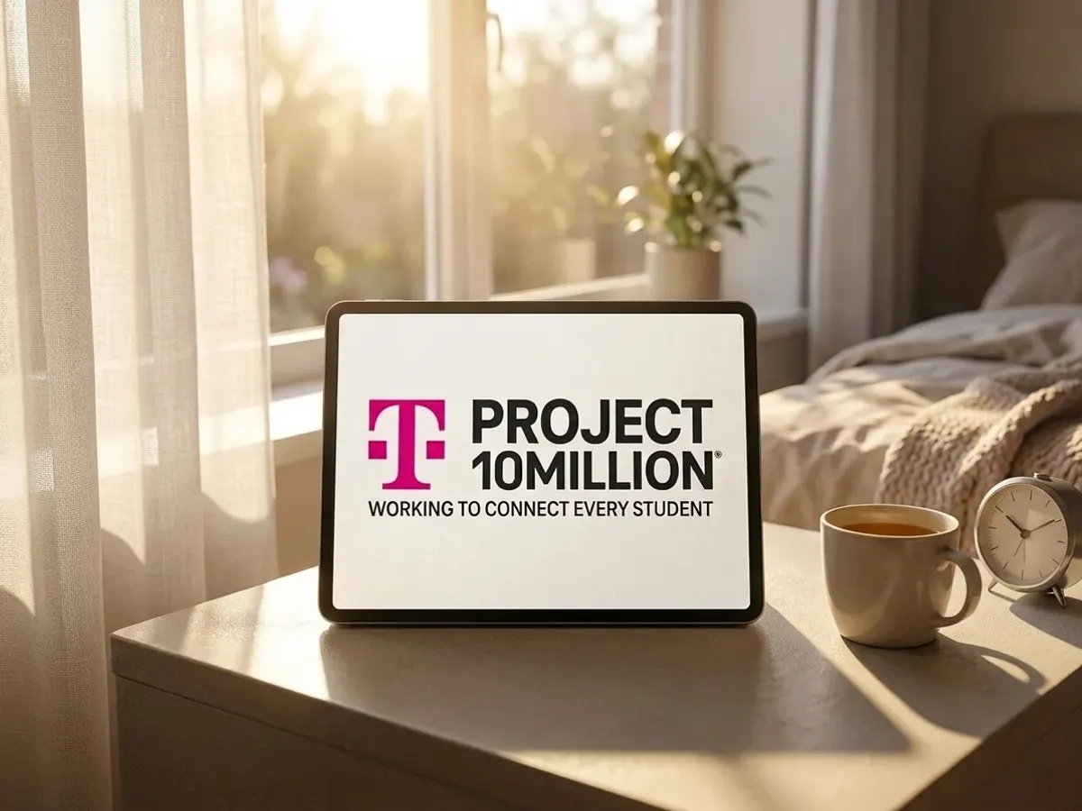 Internet for 5 Years & FREE Hotspot for Students, bedroom nightstand in golden light