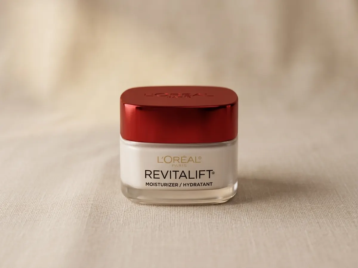 L'Oreal Paris Revitalift Cream, product packaging details in soft focus