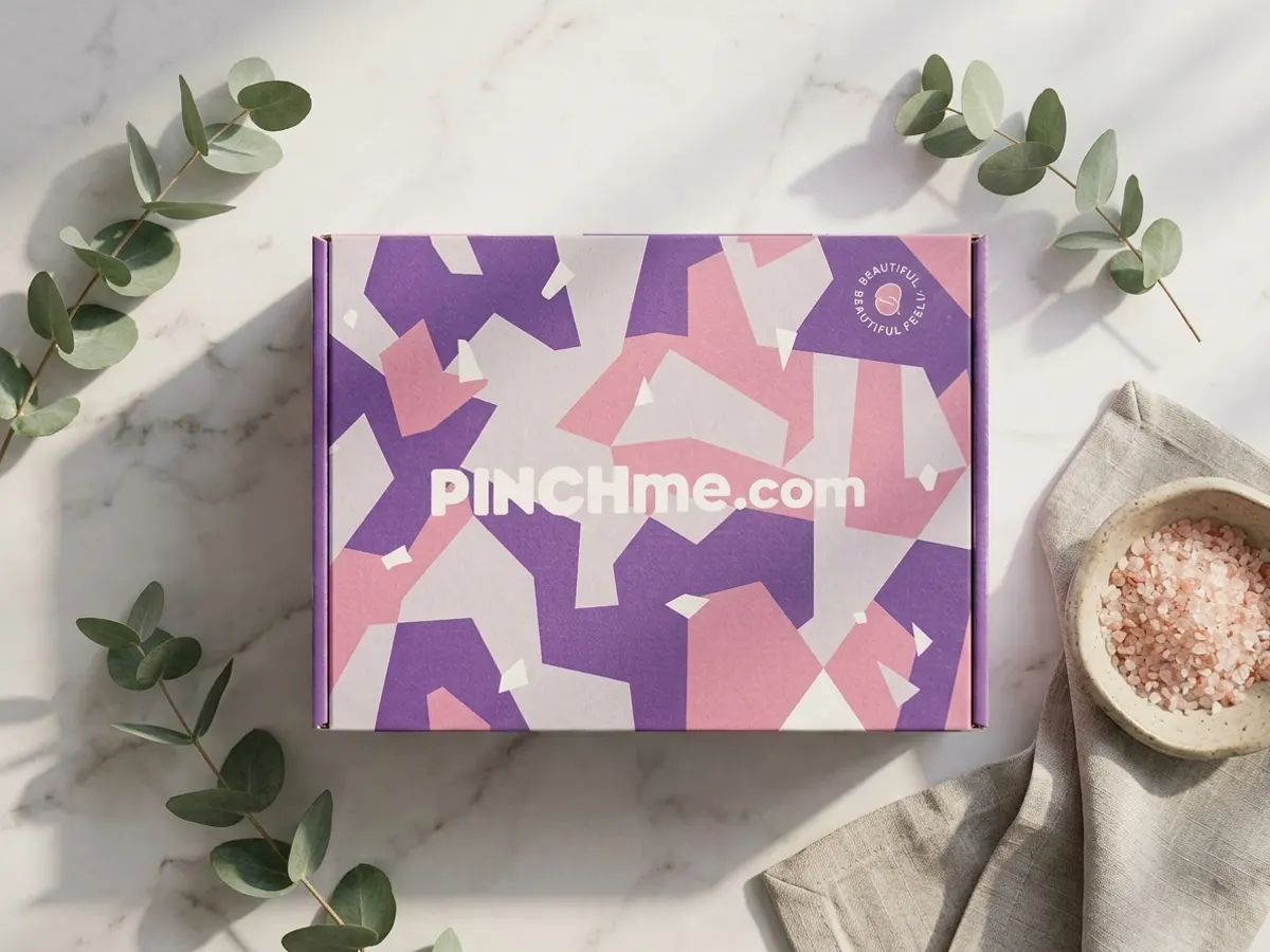 PINCHme Curated Sample Box, curated sample box flat lay overhead