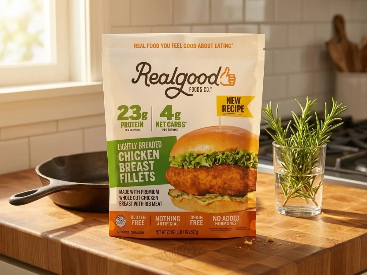 Real Good Foods Breaded Chicken Coupon, kitchen counter ready for meal preparation