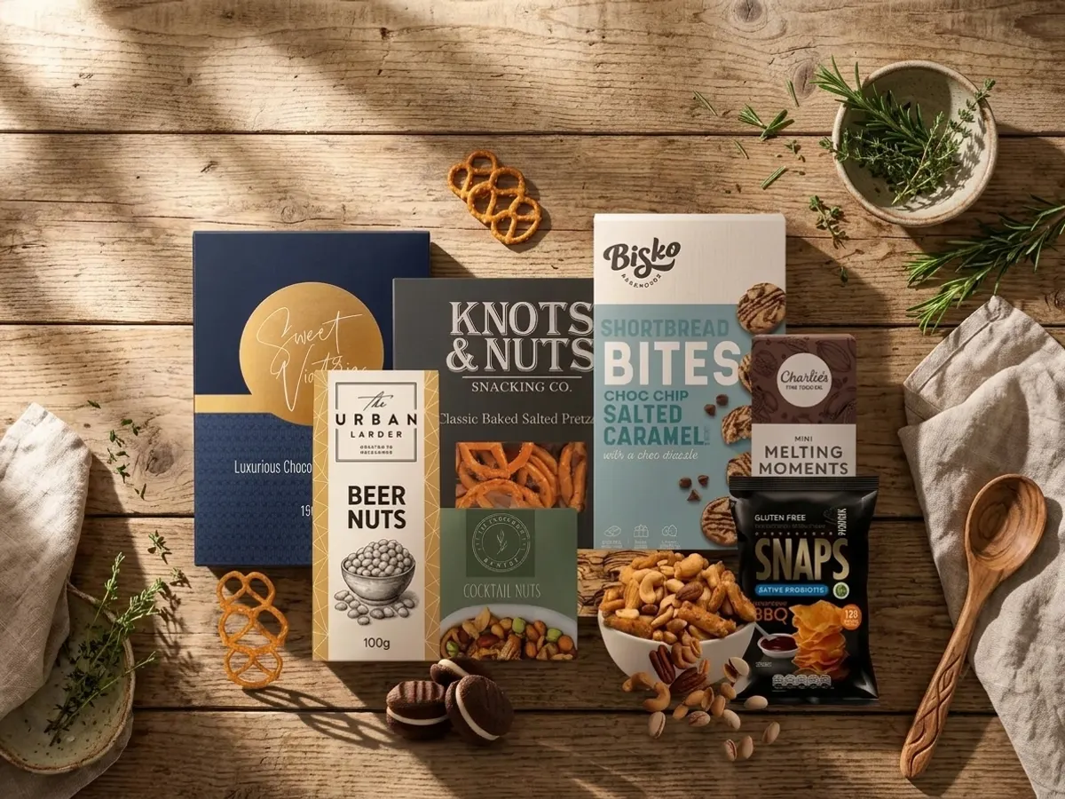 Full-Size Curated Snacks Matched to Your Family, curated snacks displayed on styled wood table