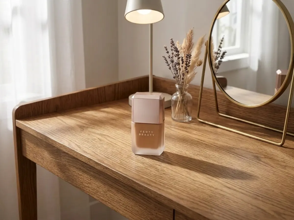 Win Personalized Fenty Pro Filt'r Fluid Flex Foundation, product displayed on styled vanity desk