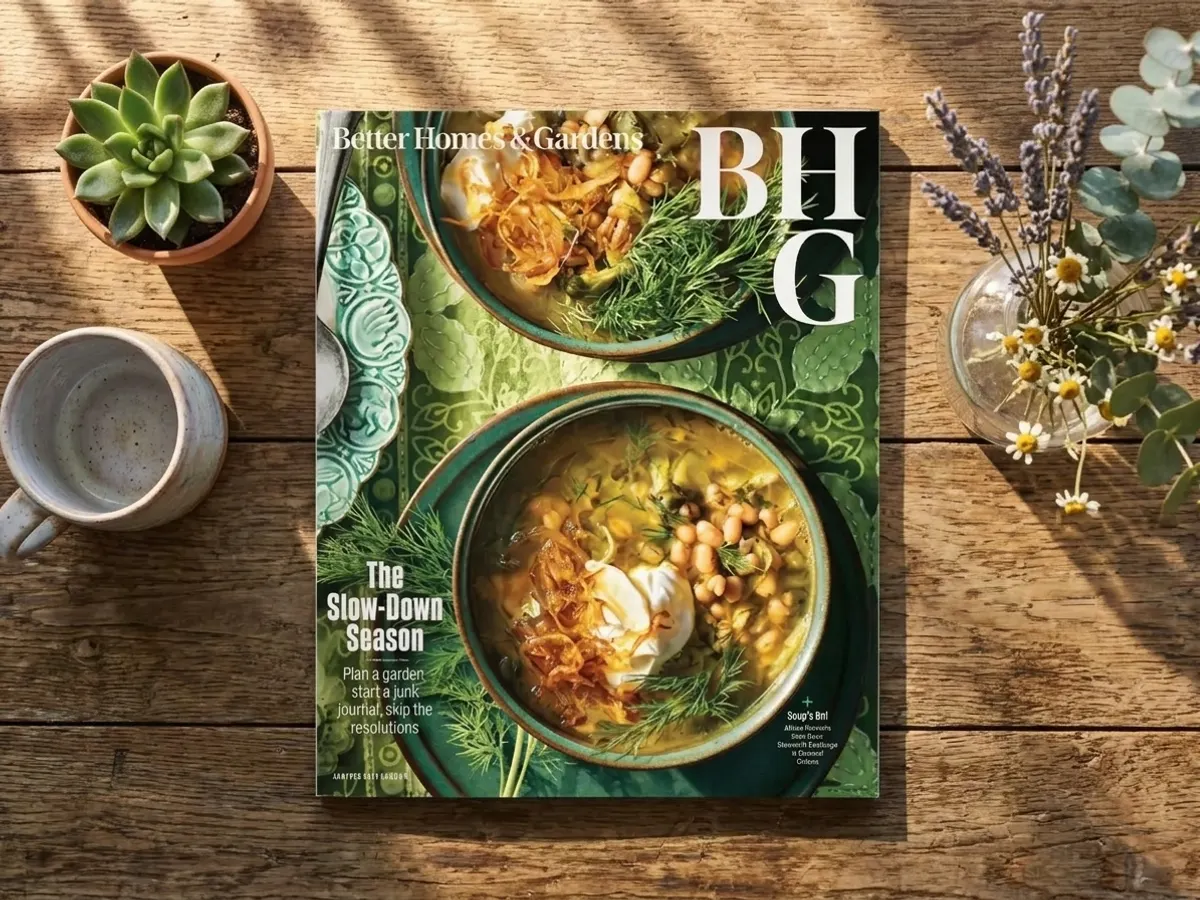 Six Month Better Homes & Gardens Subscription, magazine-style flat lay composition