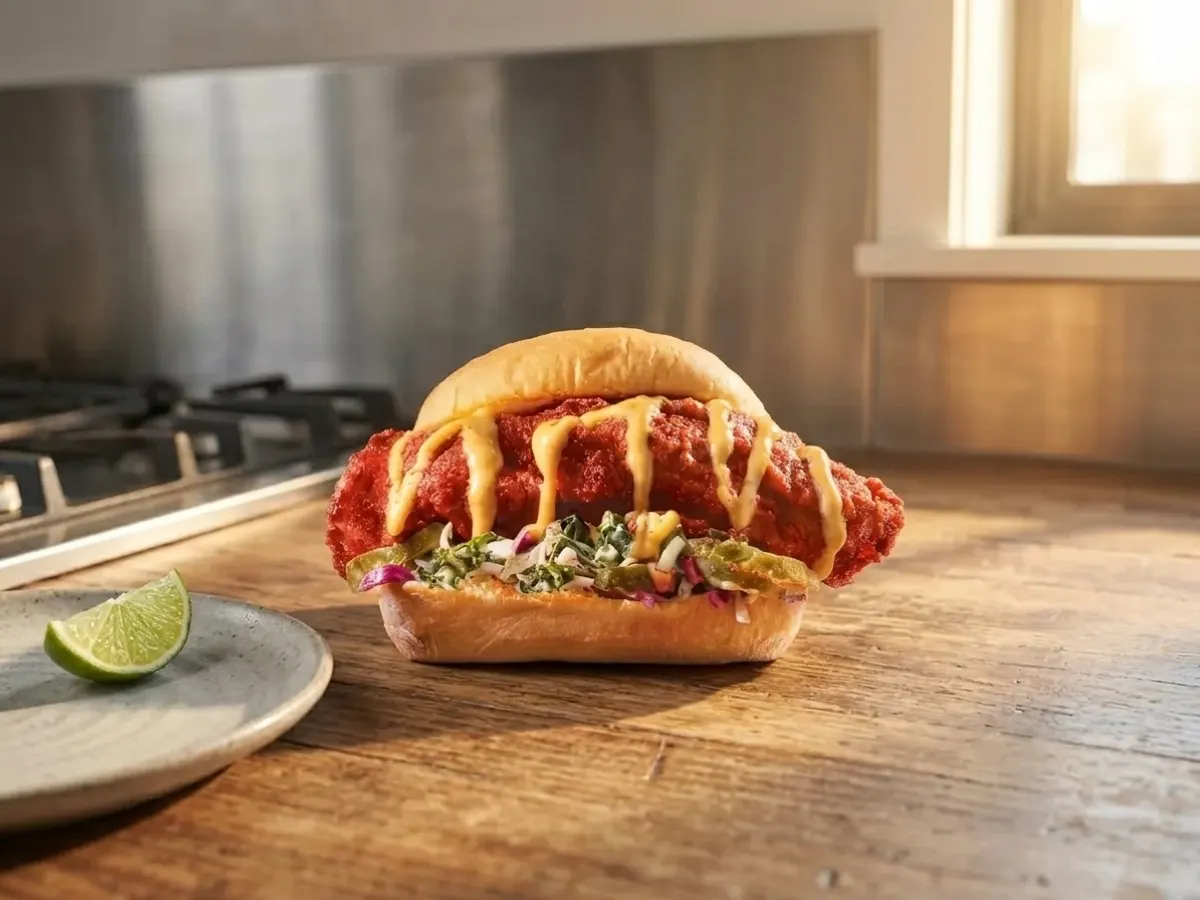 Dave's Hot Chicken Free Slider on October 13th, product displayed on modern kitchen counter