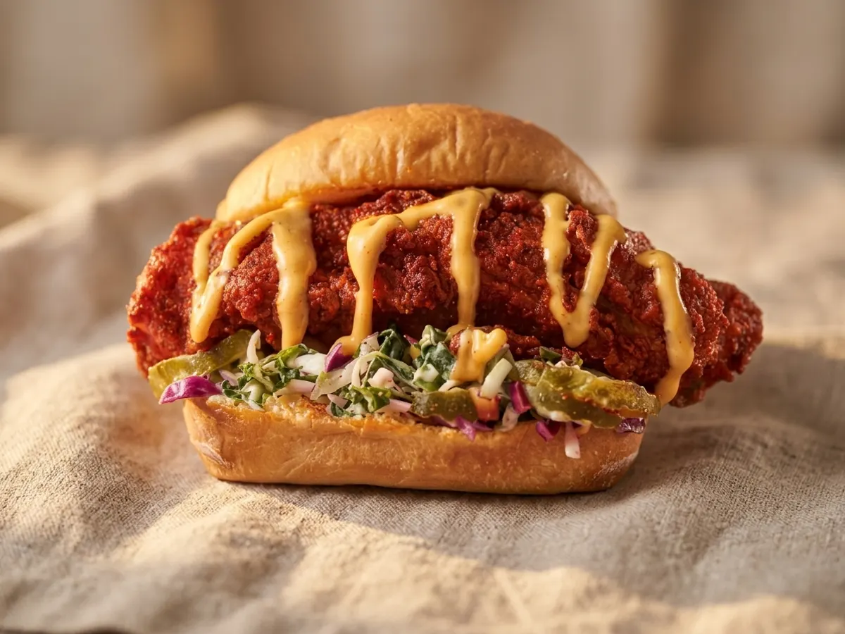 Dave's Hot Chicken Free Slider on October 13th, detailed packaging shot with selective focus