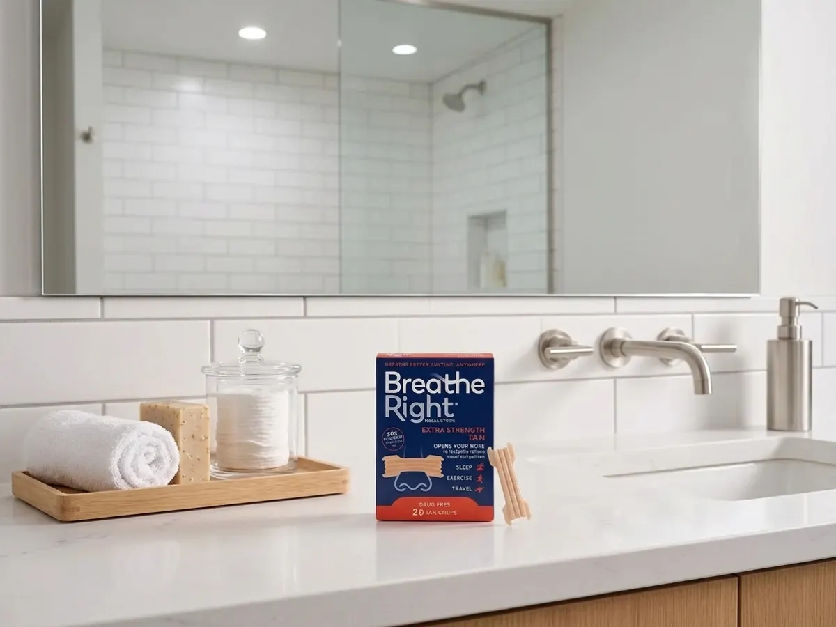 Breathe Right Extra Strength Nasal Strips Sample, bathroom vanity morning routine setup