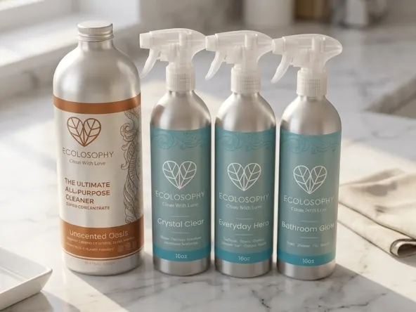Win a Year of Ecolosophy Cleaning Supplies, close-up product shot on marble surface