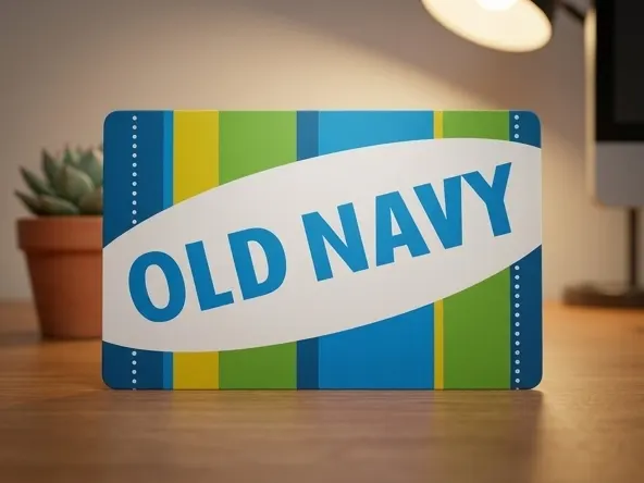 Win a $10 Old Navy Gap E-Gift Card, gift card displayed at workspace desk