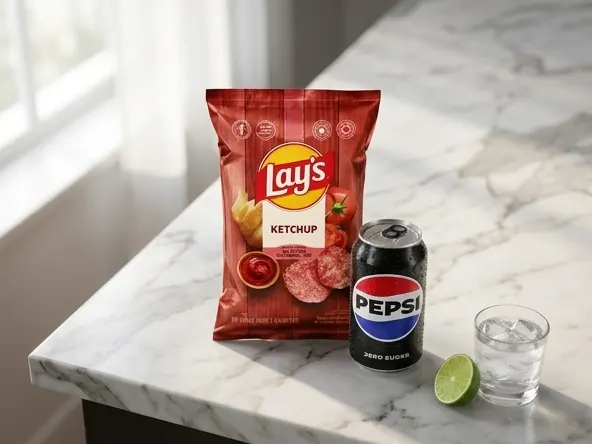Win 2027 NHL All-Star Experience with Pepsi and Lay's, refreshing beverage on marble with citrus