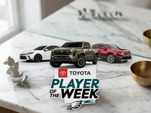 Win a Toyota Vehicle with Eagles Player Vote, marble surface with natural side lighting